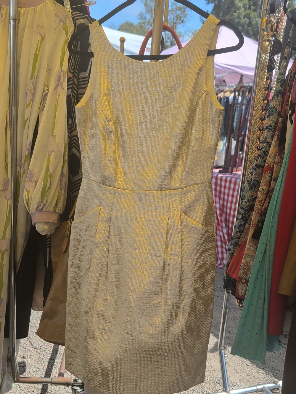 Dalia Metallic Gold Sheath Dress